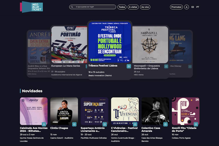 A plataforma de venda de bilhetes Meo Blueticket lançou um novo site